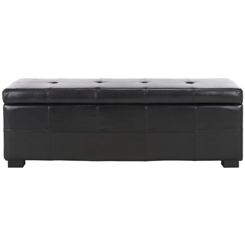 Black Faux Leather Maiden Storage Bench