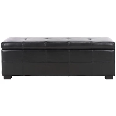 Black Faux Leather Maiden Storage Bench