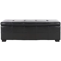 Black Faux Leather Maiden Storage Bench