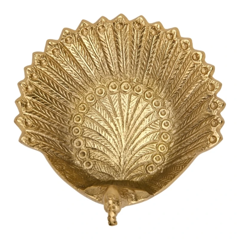 Gold Metal Peacock Trinket Tray