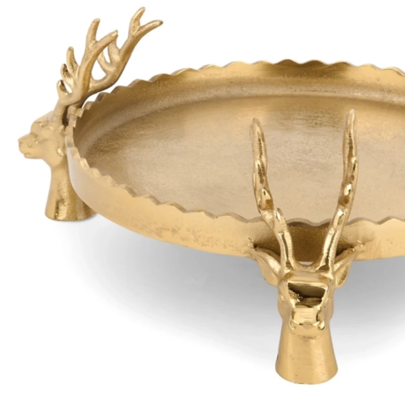 Round Gold Deer Decorative Tray