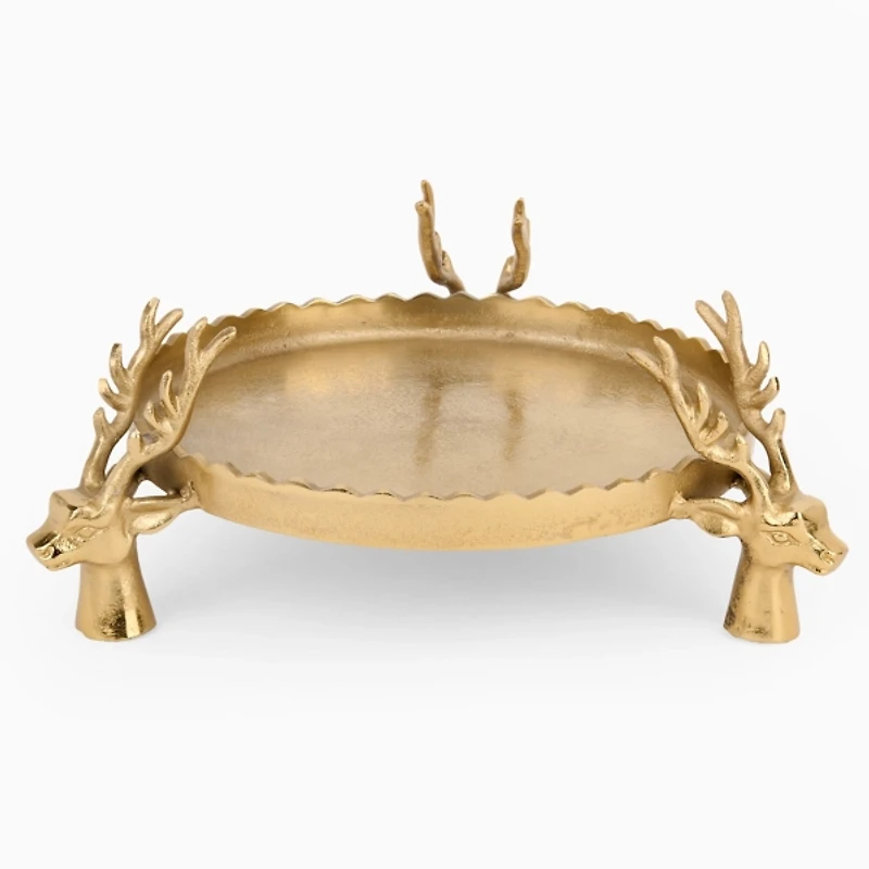 Round Gold Deer Decorative Tray
