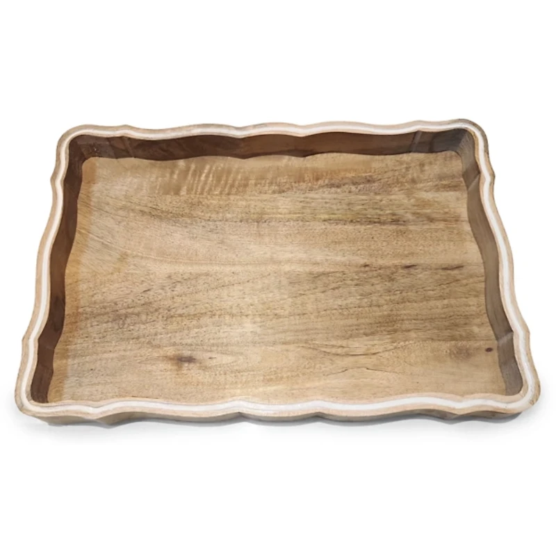 Natural Wood Scalloped Tray