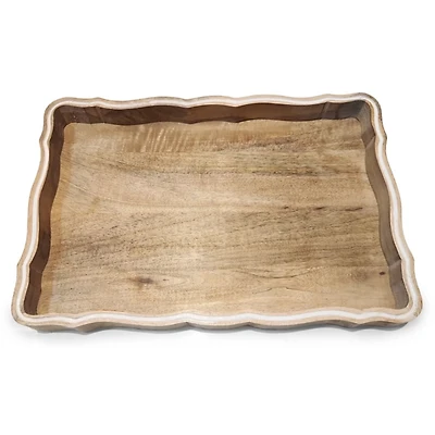 Natural Wood Scalloped Tray
