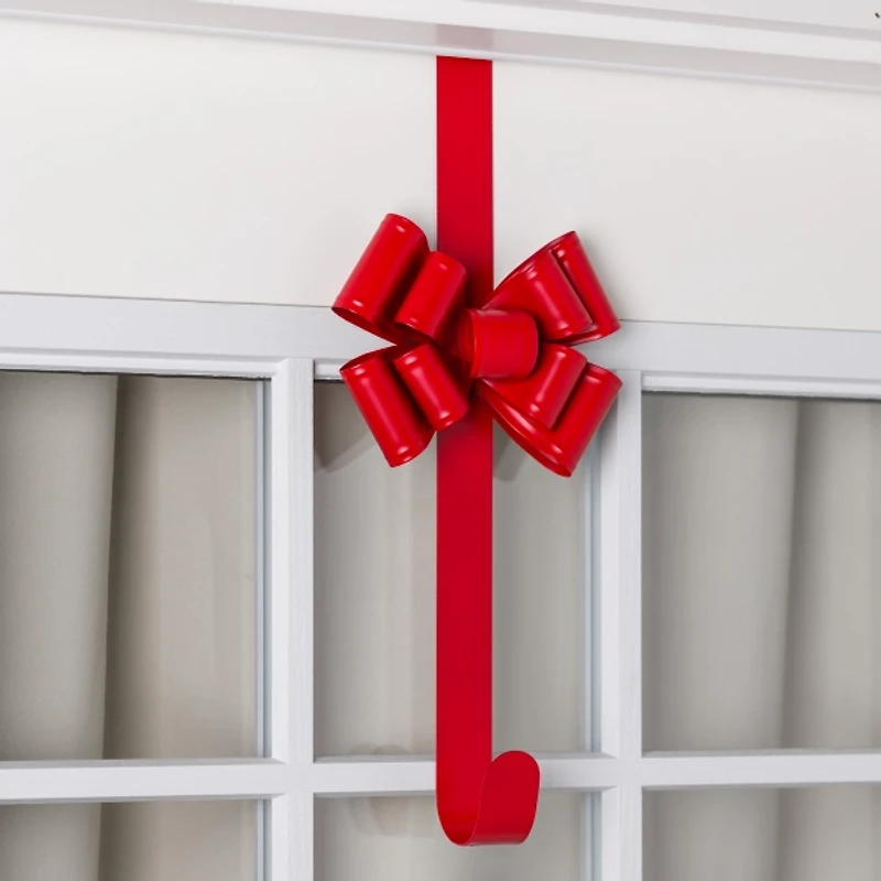Red Metal Bow Wreath Hanger