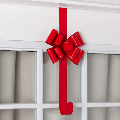 Red Metal Bow Wreath Hanger