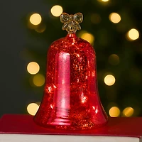 LED Red Bell with Gold Bow, 7 in.