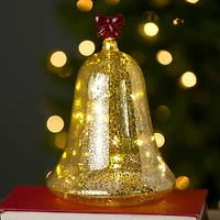 LED Gold Bell with Red Bow, 10 in.