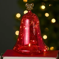 LED Red Bell with Gold Bow, 10 in.