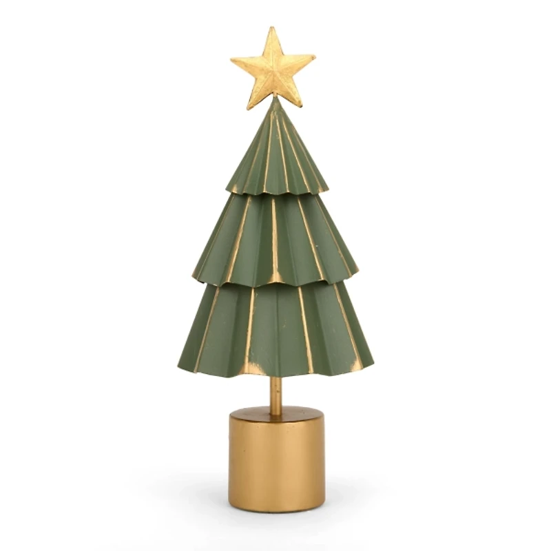 Green and Gold Metal Tree Figurine, 12 in.
