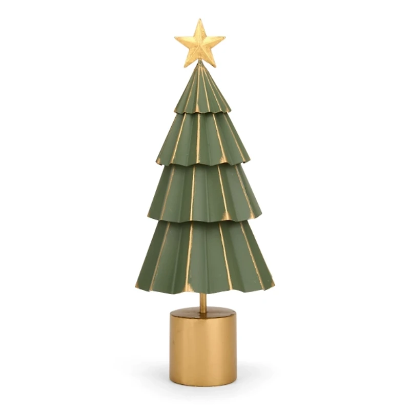 Green and Gold Metal Tree Figurine, 17 in.