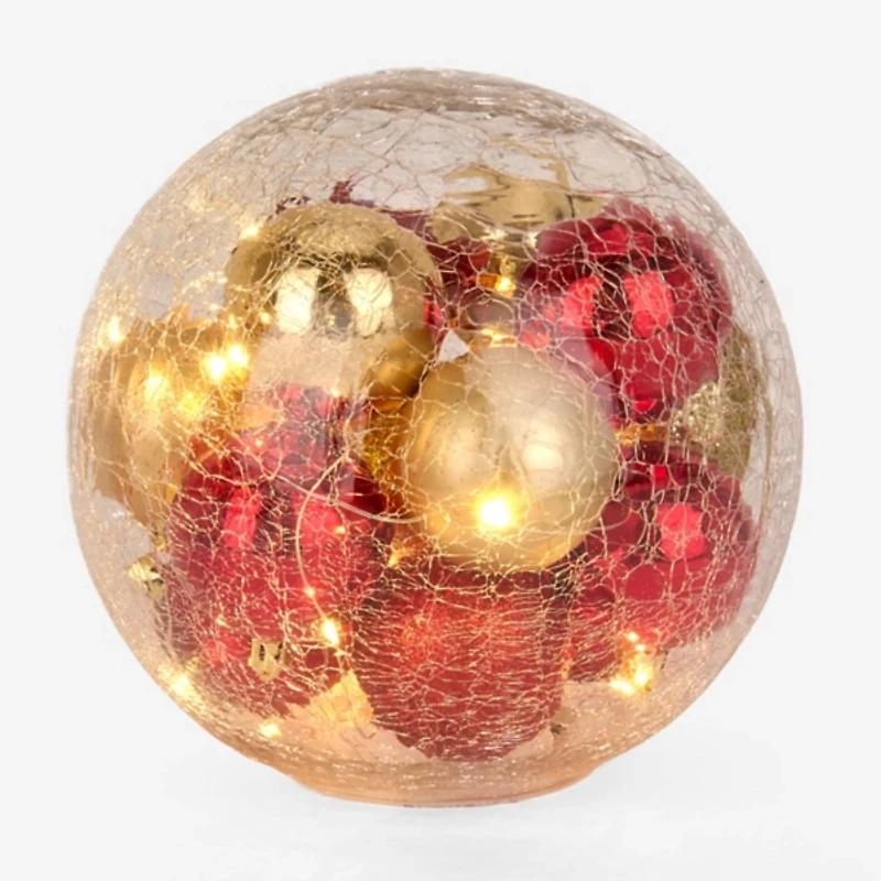 LED Crackle Glass Christmas Ornament Statue, 8 in.