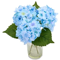 Blue Hydrangea Floral Arrangement in Glass Vase
