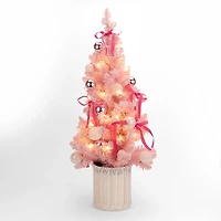 Pre-Lit Pink Ornament and Bows Christmas Tree