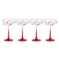 Red Bow Coupe Glasses, Set of 4