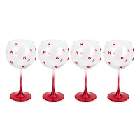 Red Bow Wine Glasses, Set of 4