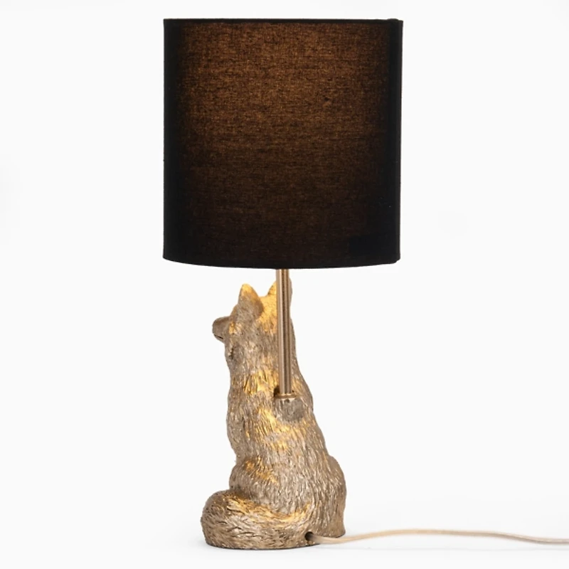 Silver Leaf Fox Table Lamp