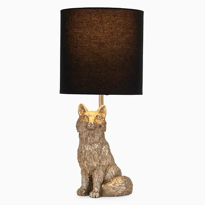 Silver Leaf Fox Table Lamp