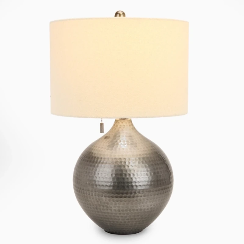 Silver Hammered Metal Table Lamp