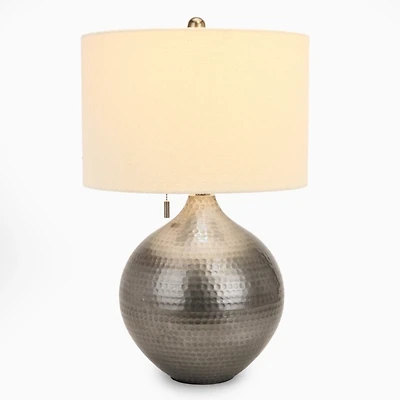 Silver Hammered Metal Table Lamp
