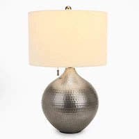 Silver Hammered Metal Table Lamp