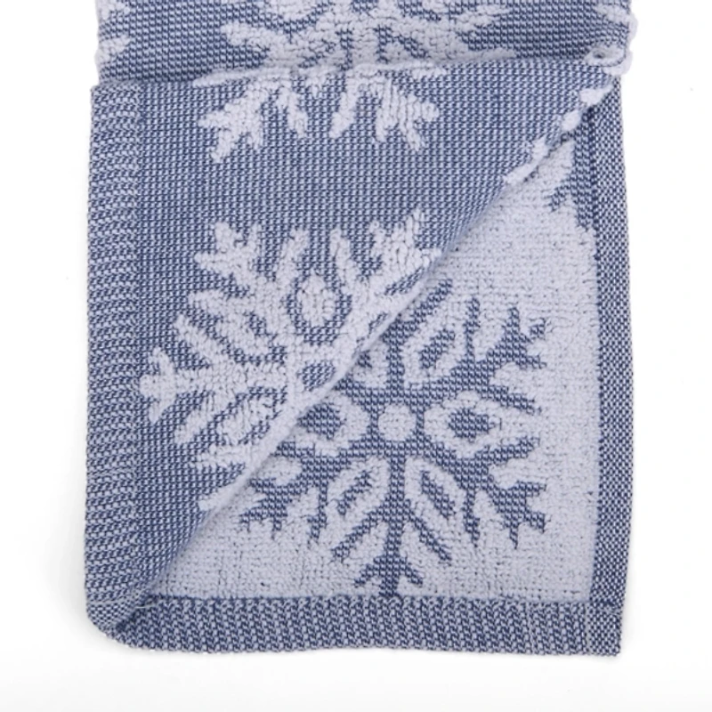 Blue Jacquard Snowflake Kitchen Towels, Set of 2