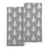 Green Jacquard Tree Kitchen Towels, Set of 2