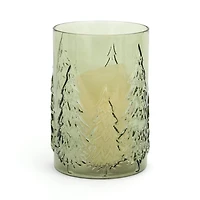 Green Sketched Tree Glass Hurricane