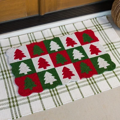 Christmas Tree Squares Scalloped Doormat