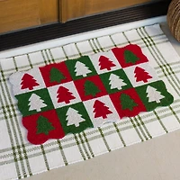 Christmas Tree Squares Scalloped Doormat