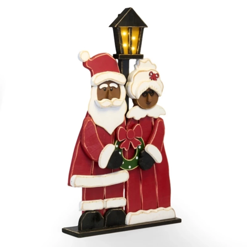LED Jolly Mr. and Mrs. Claus Porch Statue