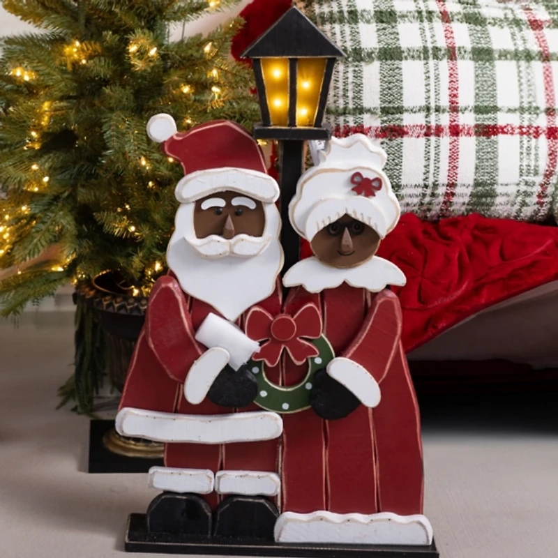 LED Jolly Mr. and Mrs. Claus Porch Statue