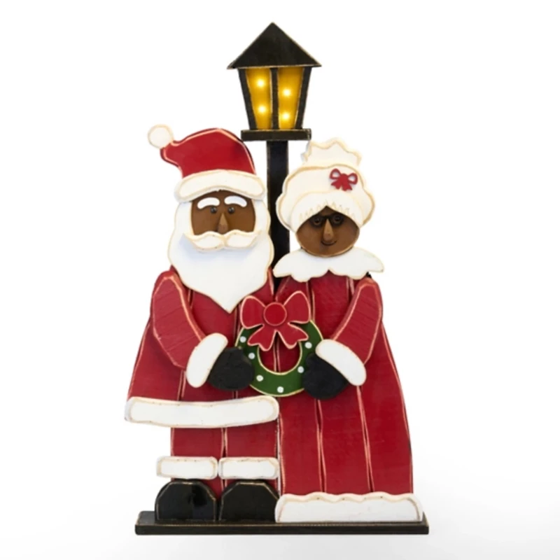 LED Jolly Mr. and Mrs. Claus Porch Statue