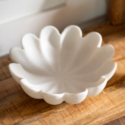 Faux Marble Petal Decorative Bowl