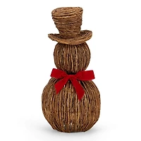 Wicker Snowman with Red Bow