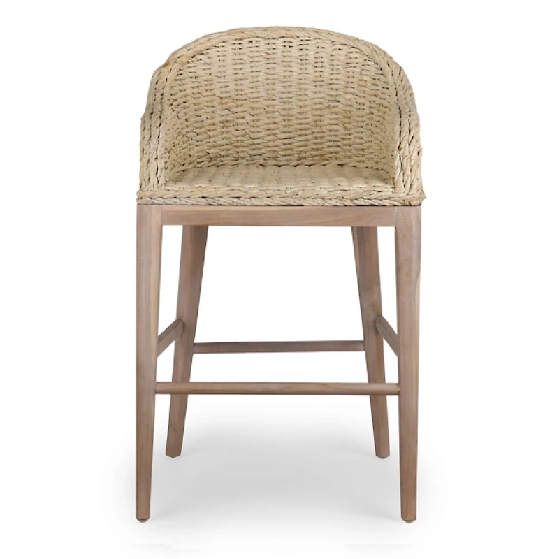 Whitewash Woven Rattan Counter Stool
