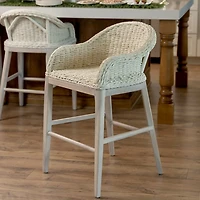 Whitewash Woven Rattan Counter Stool