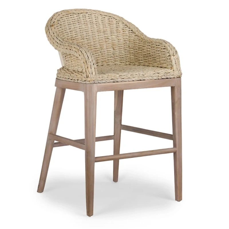 Whitewash Woven Rattan Counter Stool