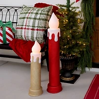 LED Gold Glitter Blow Mold Outdoor Candle, 24 in.