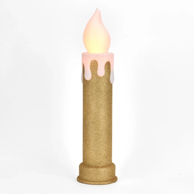 LED Gold Glitter Blow Mold Outdoor Candle, 24 in.