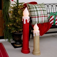 LED Red Glitter Blow Mold Outdoor Candle, 36 in.
