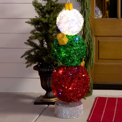 Pre-Lit Rotating Ornament Stack Outdoor Décor