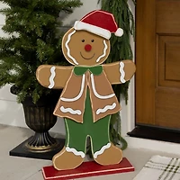 Cheerful Gingerbread Man Porch Statue