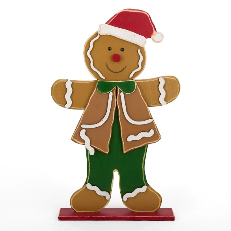 Cheerful Gingerbread Man Porch Statue
