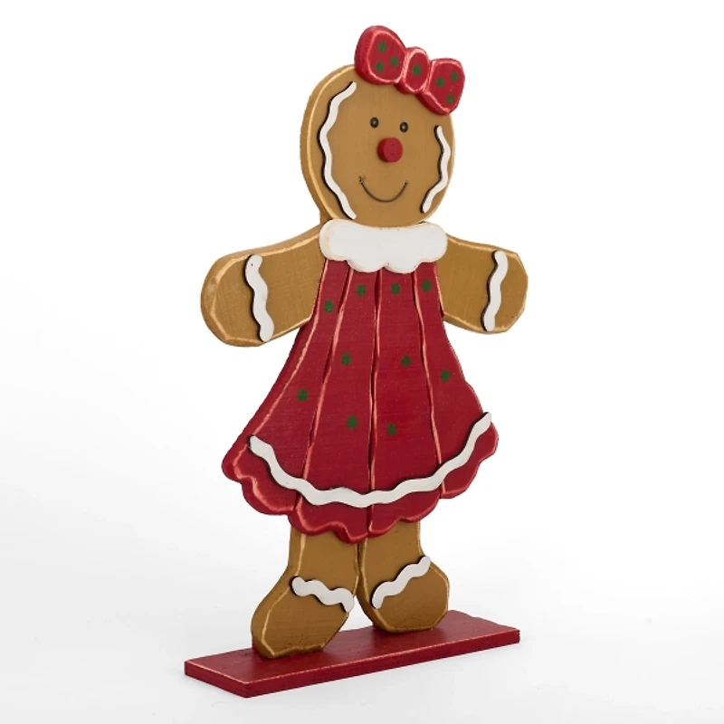 Cheerful Gingerbread Woman Porch Statue