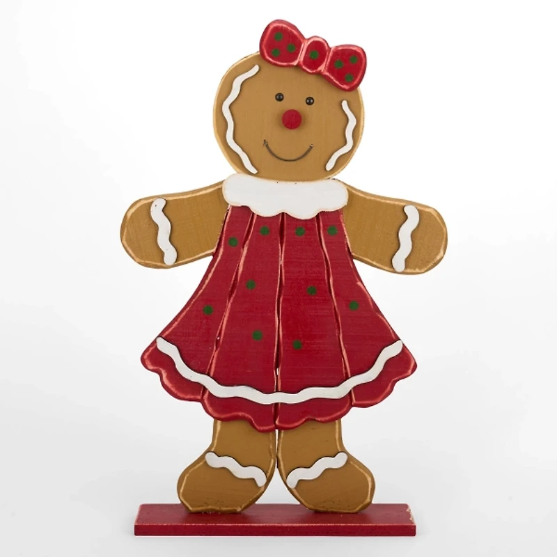 Cheerful Gingerbread Woman Porch Statue