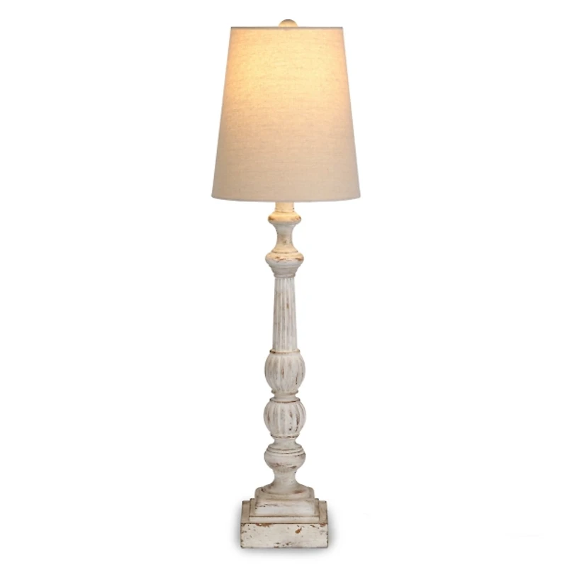 Natural Whitewash Ribbed Buffet Lamp