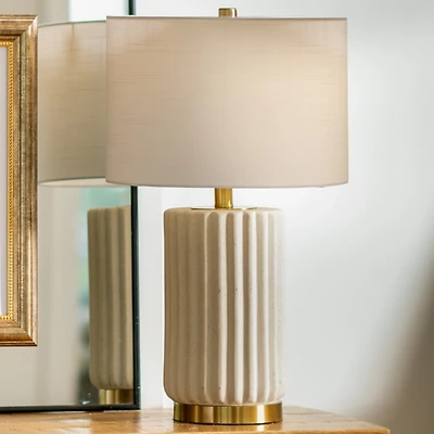 Cream Ceramic Ribbed Ella Table Lamp