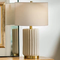 Cream Ceramic Ribbed Ella Table Lamp