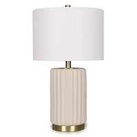 Cream Ceramic Ribbed Ella Table Lamp